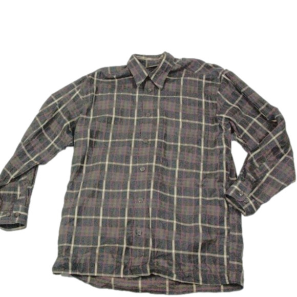 Jack Lipson Black/Brown Plaid Button Front Shirt Size Medium - Picture 3 of 5
